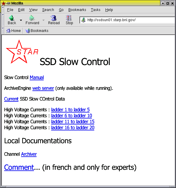 Page d'accueil du serveru web sur ssdsun01