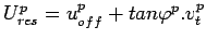 $ U_{res}^p = u_{off}^p + tan \varphi^p.v_t^p$