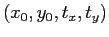 $ (x_0, y_0, t_x, t_y)$