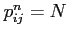 $ p^n_{ij}=N$