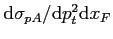 $ \mathrm {d} \sigma _{pA} / \mathrm {d}p_t^2 \mathrm {d} x_F$