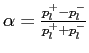 $ \alpha =\frac{p_l^+-p_l^-}{p_l^++p_l^-}$