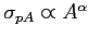 $ \sigma_{pA} \varpropto A^{\alpha}$
