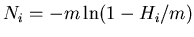 $\displaystyle N_i = -m\ln(1-H_i/m)$