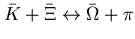 $\displaystyle \bar{K} + \bar{\Xi} \leftrightarrow \bar{\Omega} + \pi$